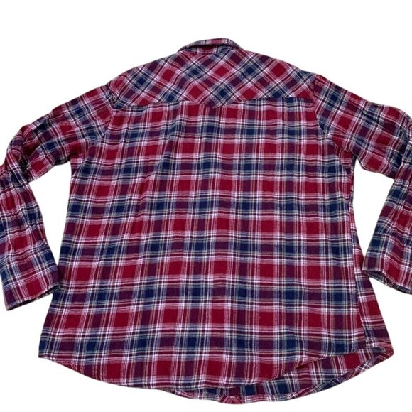 Wrangler Wrancher Western Shirt Mens XL Red Plaid Flannel Pearl Snaps - Picture 5 of 5